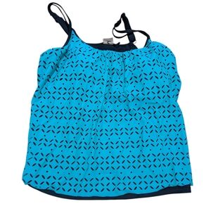 Sea Blue Patterned Swim Top Roomy Women's 1X